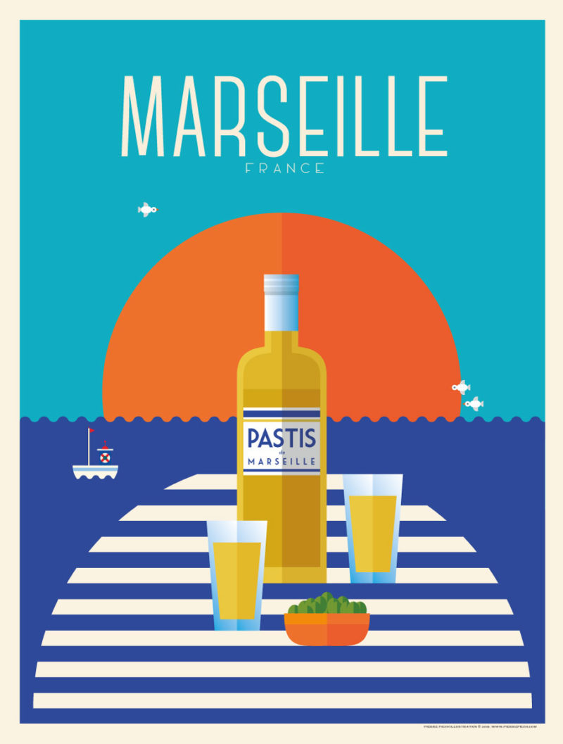 Affiche Marseille Pastis • Pierre Piech Illustration