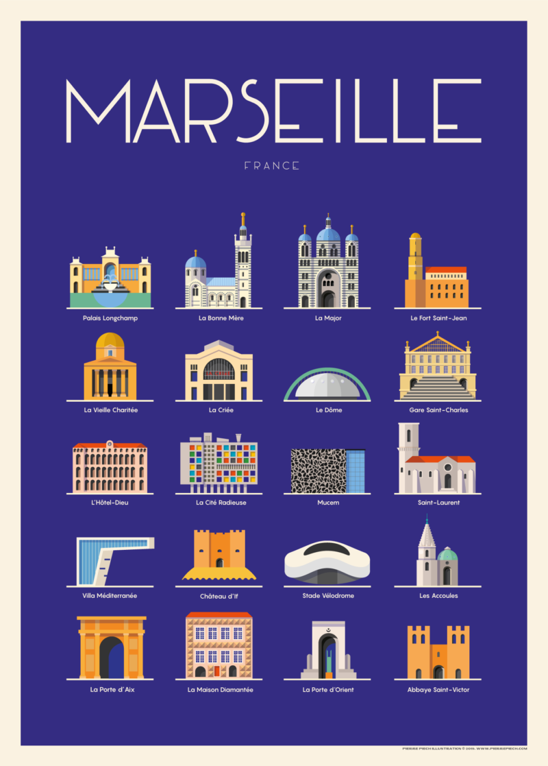 Affiche Architecture Marseille • Pierre Piech Illustration
